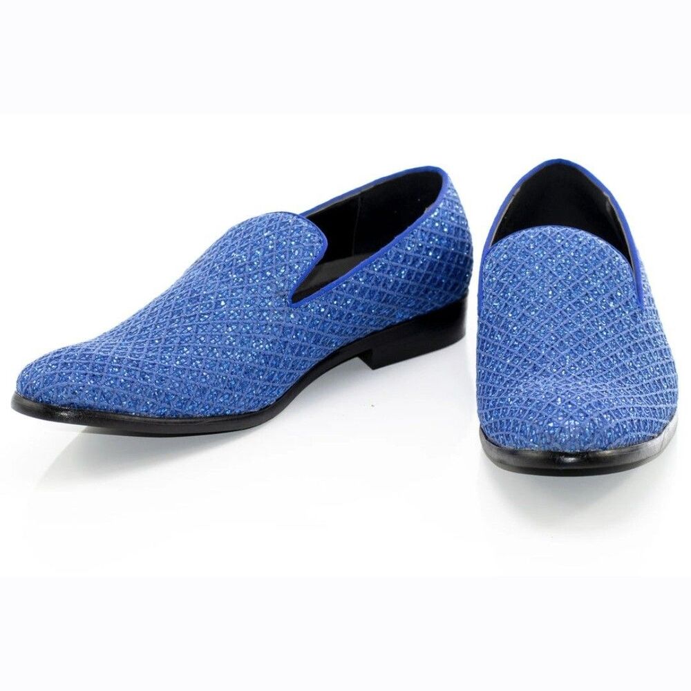 Men's Fashion Smoking Sparkly Glitter Sequin Dress Tuxedo Loafers Slip On Shoes